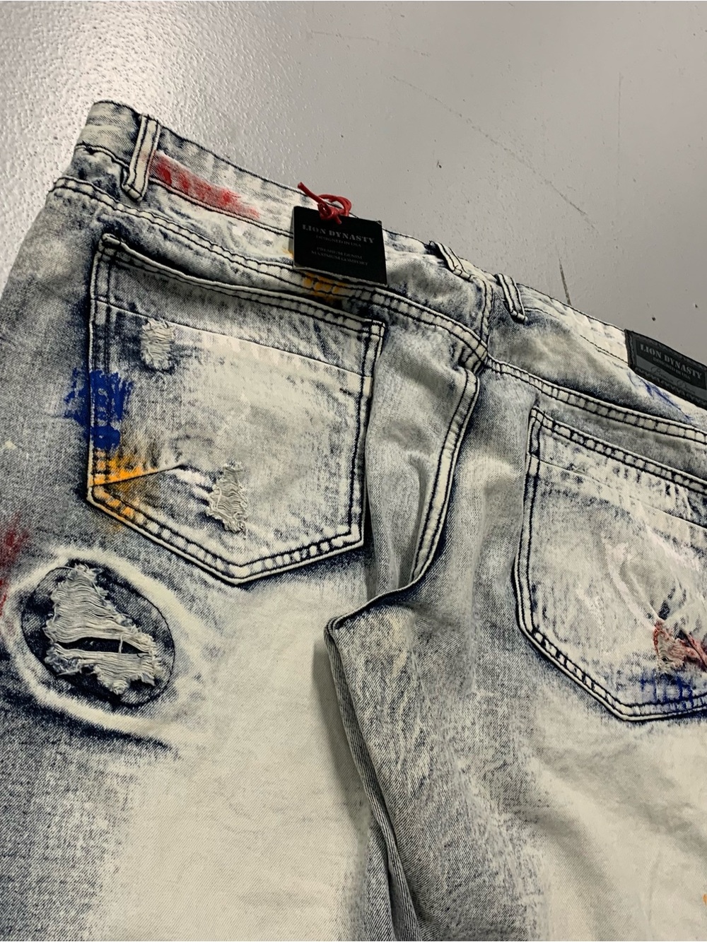 Lion Dynasty Premium Distressed Jeans - Size 42 Slim - Picture 3 of 7